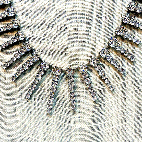 TOVA Rydell Necklace Antique Silver Statement Holiday Sparkle Runway Glam Drop - Picture 4 of 16